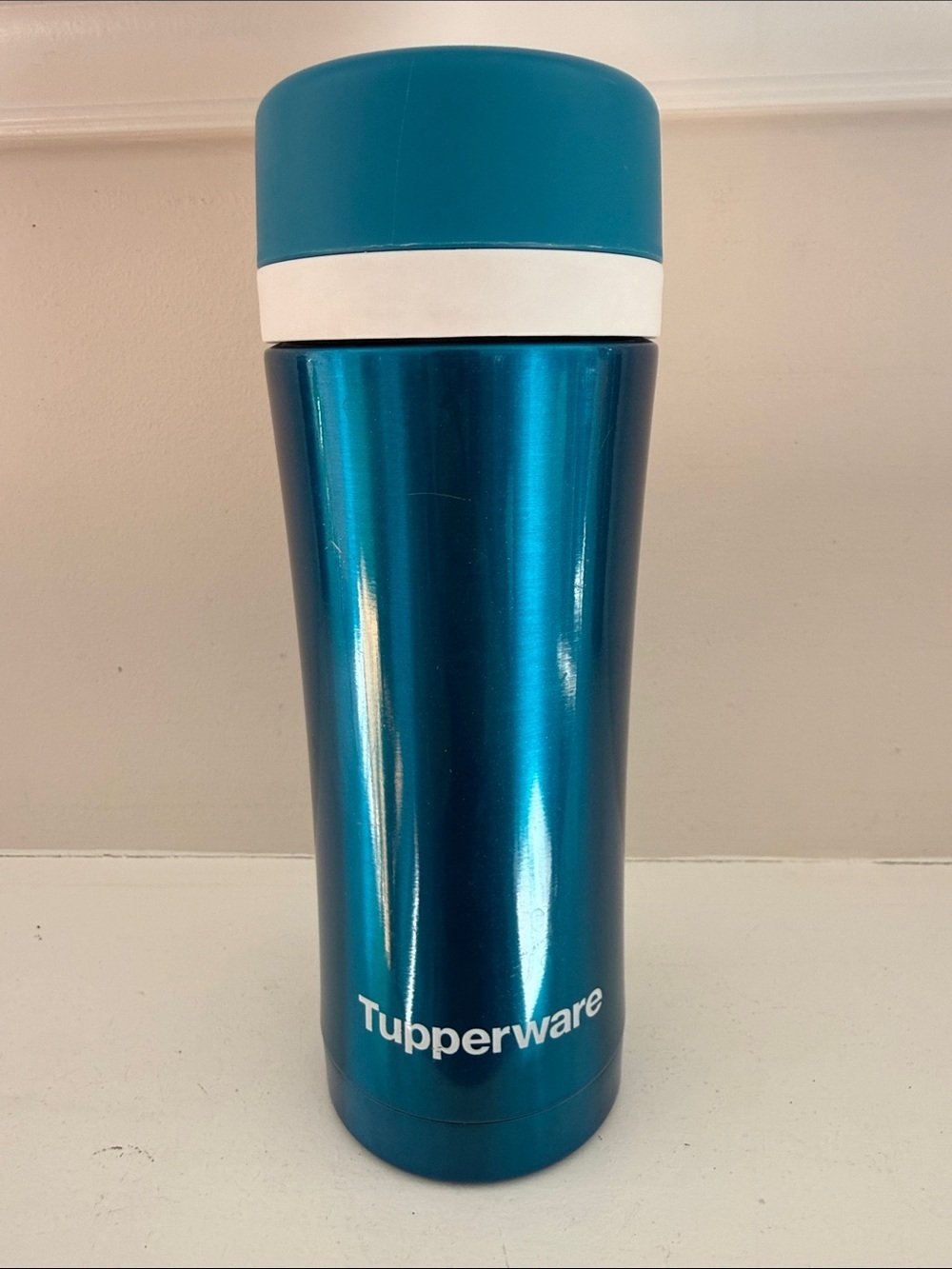 Tupperware Metallic Teal sparkle Travel Tumbler